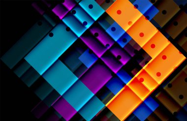 Renkli üçgenler ve oklar koyu arka plan üzerinde