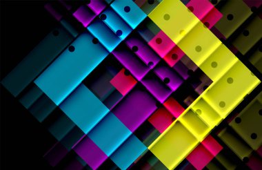 Renkli üçgenler ve oklar koyu arka plan üzerinde