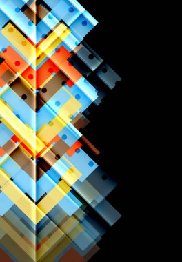 Renkli üçgenler ve oklar koyu arka plan üzerinde