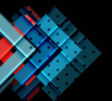 Renkli üçgenler ve oklar koyu arka plan üzerinde