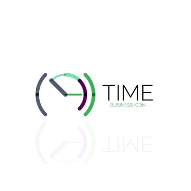 Vektör soyut logo fikri, zaman kavramı veya saat iş simgesi. Yaratıcı logo tasarım şablonu