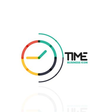 Vektör soyut logo fikri, zaman kavramı veya saat iş simgesi. Yaratıcı logo tasarım şablonu