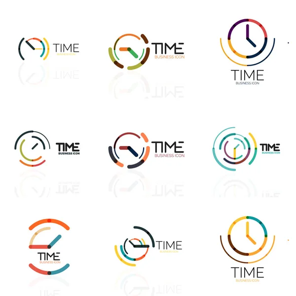 Ideia abstrata do logotipo do vetor, conceito de tempo ou conjunto de ícone de negócio do relógio — Vetor de Stock