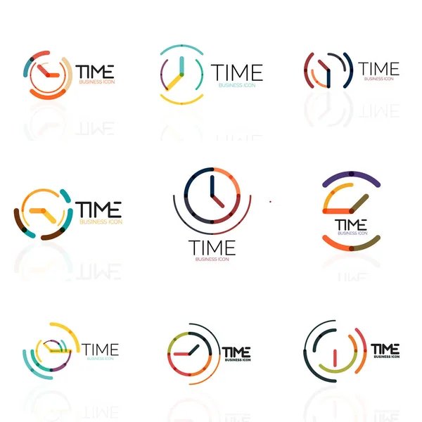 Idée de logo abstrait vectoriel, concept de temps ou ensemble d'icône d'entreprise horloge — Image vectorielle