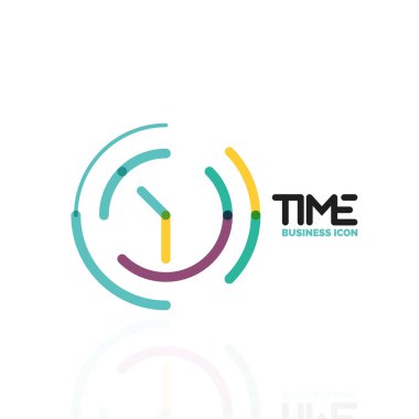 Vektör soyut logo fikri, zaman kavramı veya saat iş simgesi. Yaratıcı logo tasarım şablonu