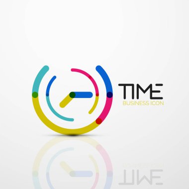 Vektör soyut logo fikri, zaman kavramı veya saat iş simgesi