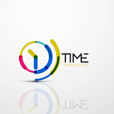 Vektör soyut logo fikri, zaman kavramı veya saat iş simgesi