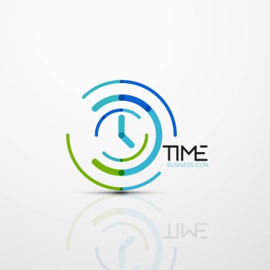 Vektör soyut logo fikri, zaman kavramı veya saat iş simgesi