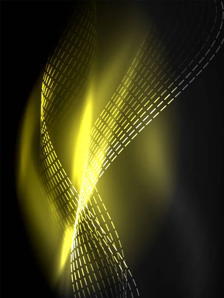 Elegante neon vloeiende strepen, soepele golven met lichteffecten — Stockvector