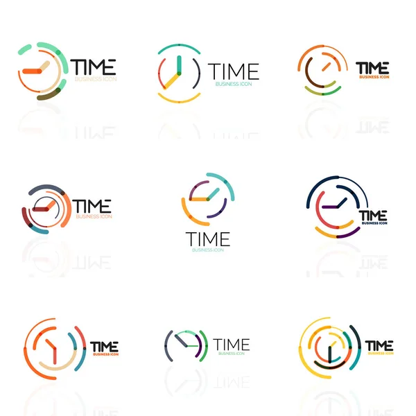 Idée de logo abstrait vectoriel, concept de temps ou ensemble d'icône d'entreprise horloge — Image vectorielle