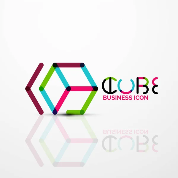 Cubo idea concepto logo, línea — Vector de stock