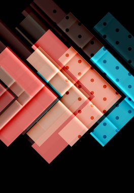 Renkli üçgenler ve oklar koyu arka plan üzerinde