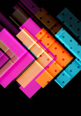 Renkli üçgenler ve oklar koyu arka plan üzerinde