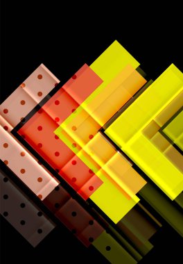 Renkli üçgenler ve oklar koyu arka plan üzerinde