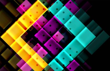 Renkli üçgenler ve oklar koyu arka plan üzerinde