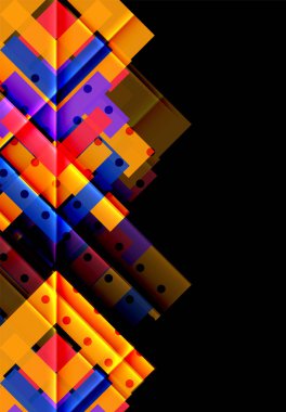 Renkli üçgenler ve oklar koyu arka plan üzerinde