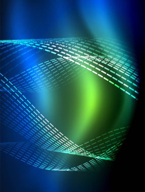 Zarif neon akan şeritler, ışık efektleri ile yumuşak dalgalar