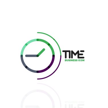 Vektör soyut logo fikri, zaman kavramı veya saat iş simgesi. Yaratıcı logo tasarım şablonu