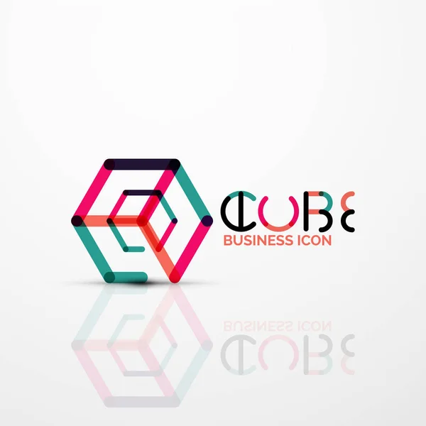 Cubo idea concepto logo, línea — Vector de stock