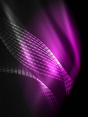 Zarif neon akan şeritler, ışık efektleri ile yumuşak dalgalar