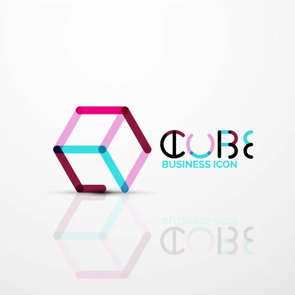 Cubo idea concepto logo, línea — Archivo Imágenes Vectoriales