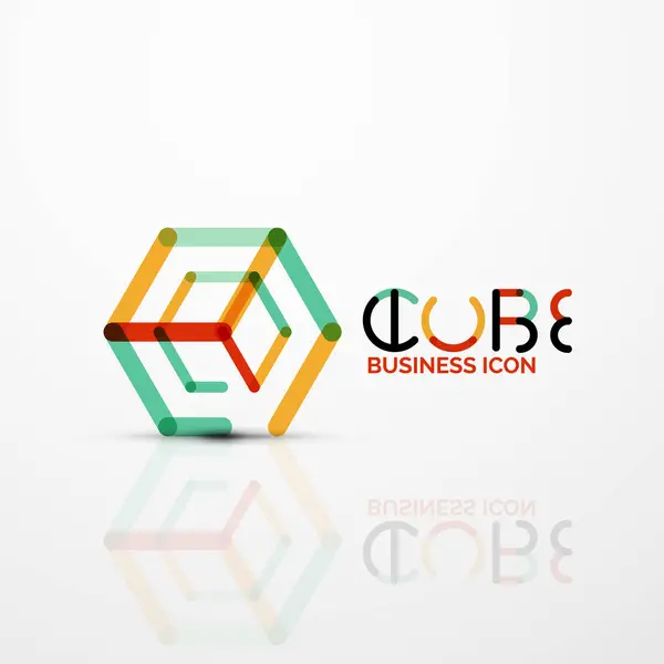 キューブのアイデア コンセプト ロゴ、ライン — ストックベクタ