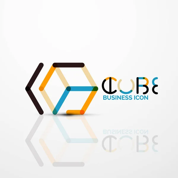 Cubo idea concepto logo, línea — Archivo Imágenes Vectoriales