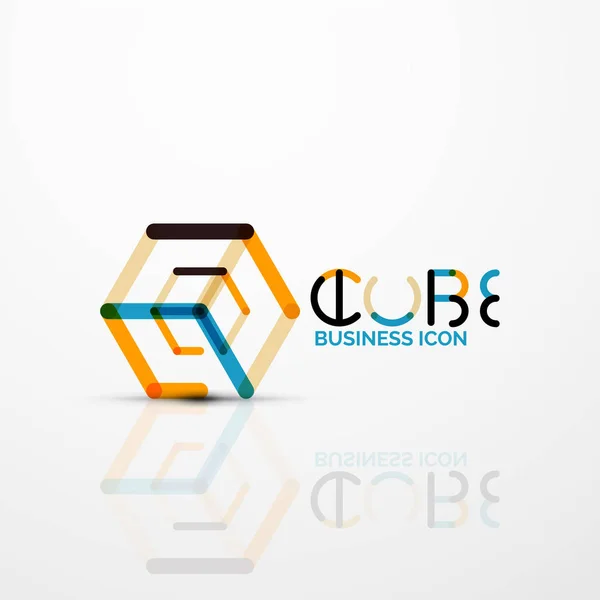 Cubo idea concepto logo, línea — Archivo Imágenes Vectoriales