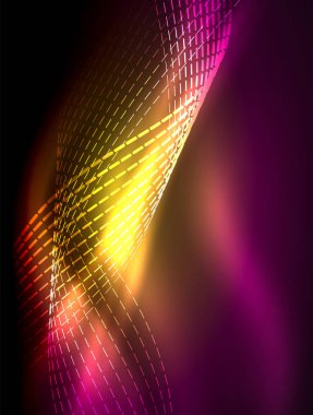 Zarif neon akan şeritler, ışık efektleri ile yumuşak dalgalar