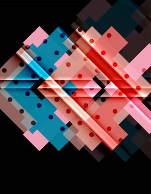 Renkli üçgenler ve oklar koyu arka plan üzerinde