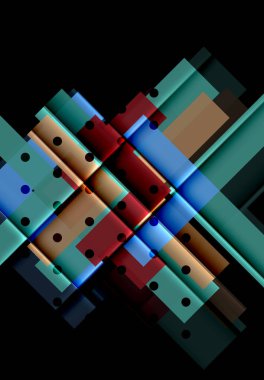 Renkli üçgenler ve oklar koyu arka plan üzerinde