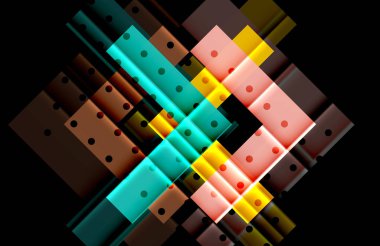 Renkli üçgenler ve oklar koyu arka plan üzerinde