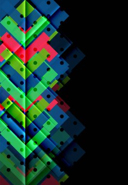 Renkli üçgenler ve oklar koyu arka plan üzerinde