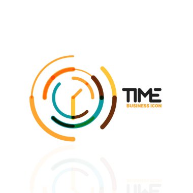 Vektör soyut logo fikri, zaman kavramı veya saat iş simgesi. Yaratıcı logo tasarım şablonu