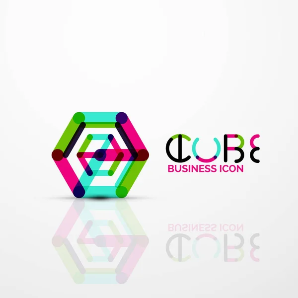 Kubus idee concept logo, lijn — Stockvector