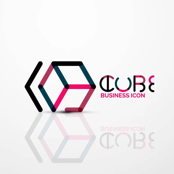 Cubo idea concepto logo, línea — Vector de stock