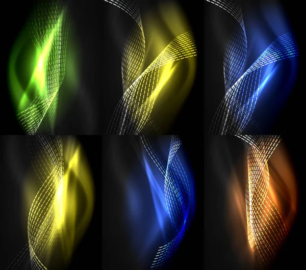 优雅流畅的霓虹灯, 数字抽象背景 — 图库矢量图片