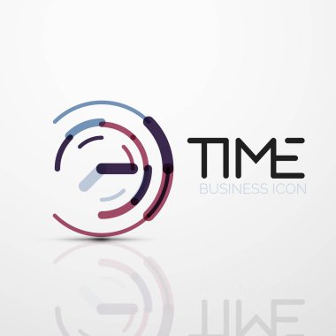 Vektör soyut logo fikri, zaman kavramı veya saat iş simgesi