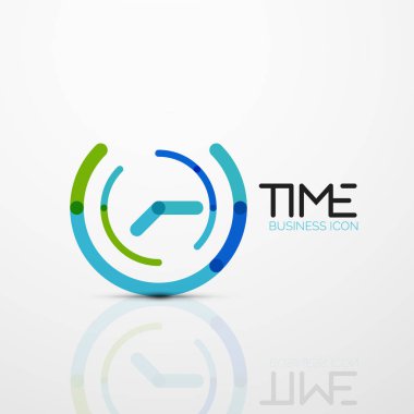 Vektör soyut logo fikri, zaman kavramı veya saat iş simgesi