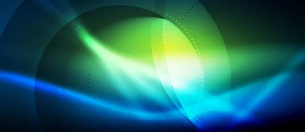 Parlayan dalga neon akan eğri arka plan vektör — Stok Vektör
