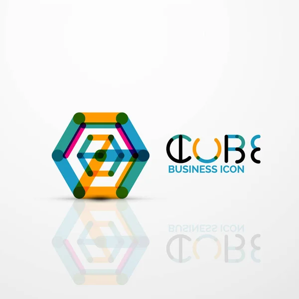 Cubo idea concepto logo, línea — Archivo Imágenes Vectoriales