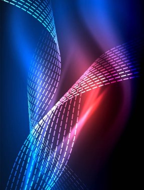 Zarif neon akan şeritler, ışık efektleri ile yumuşak dalgalar