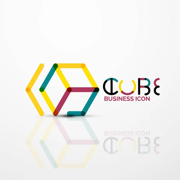 Cubo idea concepto logo, línea — Archivo Imágenes Vectoriales