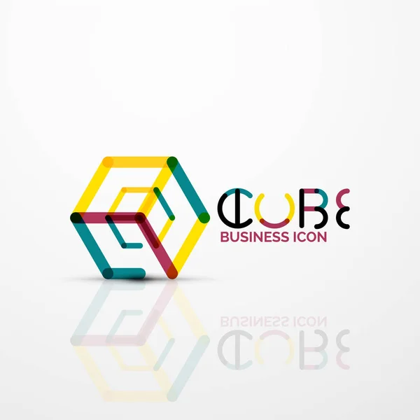 Cubo idea concepto logo, línea — Vector de stock