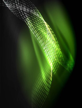 Zarif neon akan şeritler, ışık efektleri ile yumuşak dalgalar