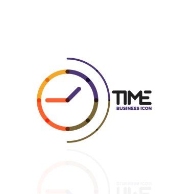 Vektör soyut logo fikri, zaman kavramı veya saat iş simgesi. Yaratıcı logo tasarım şablonu