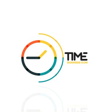 Vektör soyut logo fikri, zaman kavramı veya saat iş simgesi. Yaratıcı logo tasarım şablonu