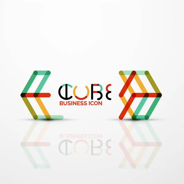 Cubo idea concepto logo, línea — Vector de stock