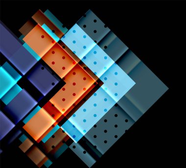 Renkli üçgenler ve oklar koyu arka plan üzerinde