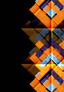 Renkli üçgenler ve oklar koyu arka plan üzerinde